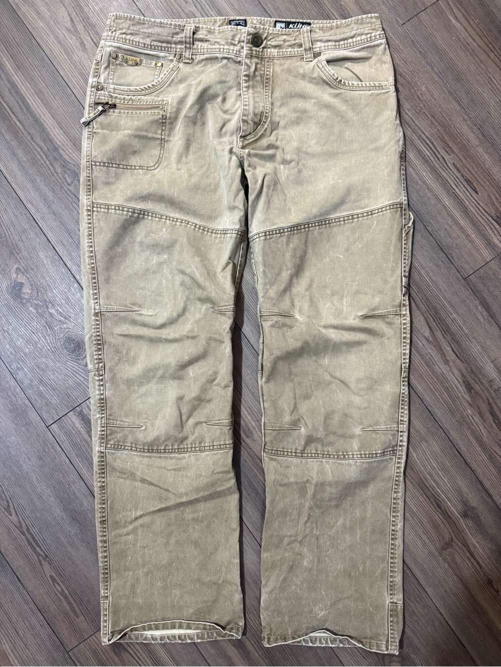 KÜHL RYDR Vintage Patina Dye Pants 36x32 Khaki Outdoor Hiking Workwear